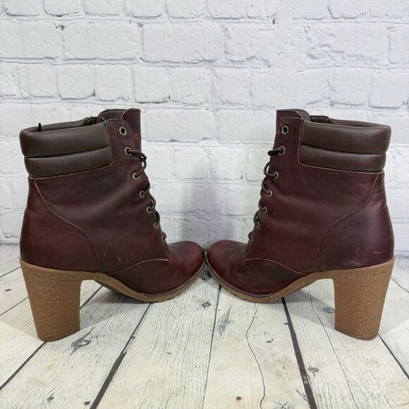 Timberland Tillston 6 Booties Women Size 9 Brown High Heel Block Steampunk Boots - Picture 6 of 16